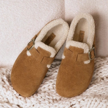 Cipele Birkenstock od prave kože, potplata od ovčje kože, debela gumena potplata, okrugli vrh, korejska verzija, niska gornja linija