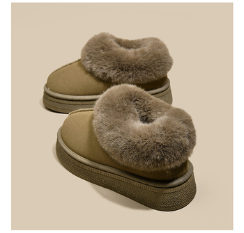 Női téli havas csizma, alacsony kivágás, vastag talpú, szőrös felsőrész, vízálló