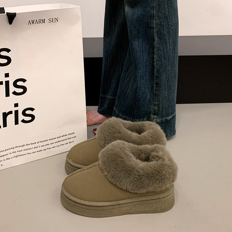 Női téli havas csizma, alacsony kivágás, vastag talpú, szőrös felsőrész, vízálló