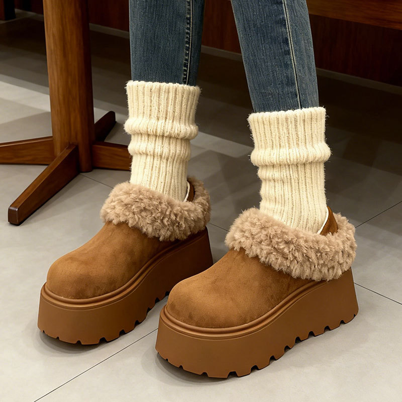 Ženske zimske čizme inspirirane Birkenstock (6-8 cm visoka peta, PU gornji dio, plišasta podstava, gumeni đon)