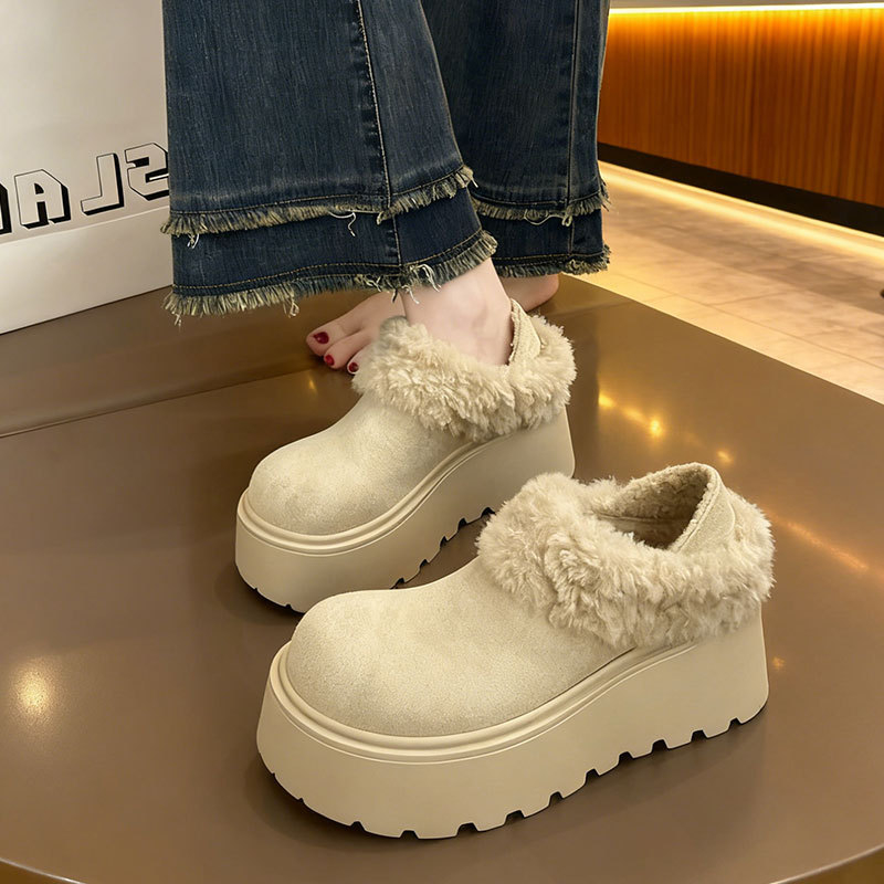 Ženske zimske čizme inspirirane Birkenstock (6-8 cm visoka peta, PU gornji dio, plišasta podstava, gumeni đon)