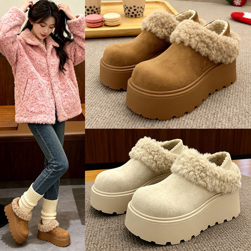 Ženske zimske čizme inspirirane Birkenstock (6-8 cm visoka peta, PU gornji dio, plišasta podstava, gumeni đon)