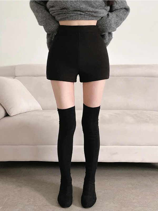 Γυναικείες παντελόνες τριών τεταρτών από πολυεστέρα-μαλλί με υψηλή μέση, boot-cut, μικροελαστικότητα