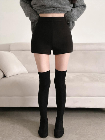 Γυναικείοι μάλλινοι παντελόνες τριών τετάρτων με υψηλή μέση, μικροελαστικότητα, πολυεστέρας, χωρίς σιδέρωμα