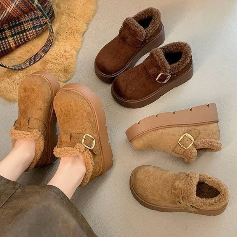 Zimske čizme od velura, slip-on, debeli potplat, 3–5 cm povećanje visine, tople