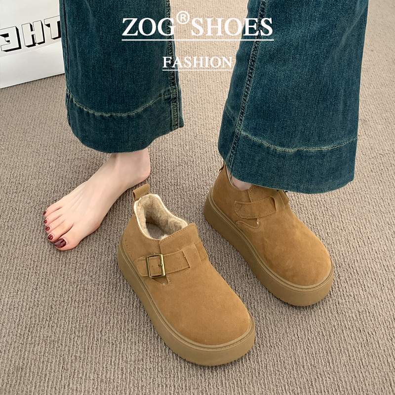 Ženski loafers u Birkenstock stilu s debelim potplatom, plišasti podstavljeni, bez vezivanja, niski gornji dio