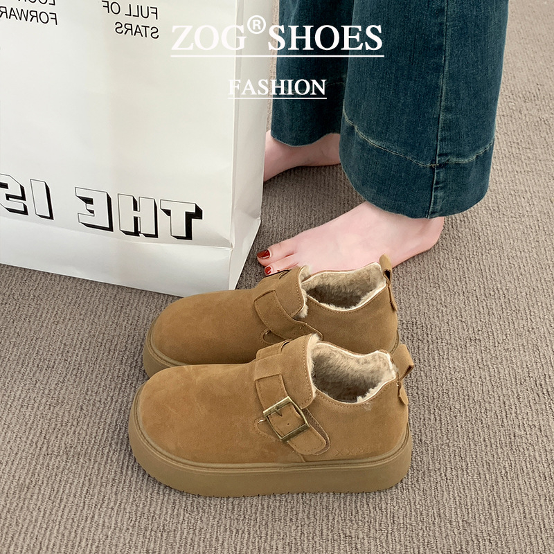 Ženski loafers u Birkenstock stilu s debelim potplatom, plišasti podstavljeni, bez vezivanja, niski gornji dio
