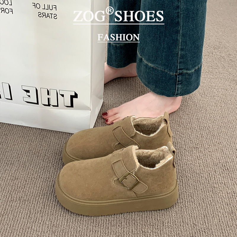 Ženski loafers u Birkenstock stilu s debelim potplatom, plišasti podstavljeni, bez vezivanja, niski gornji dio