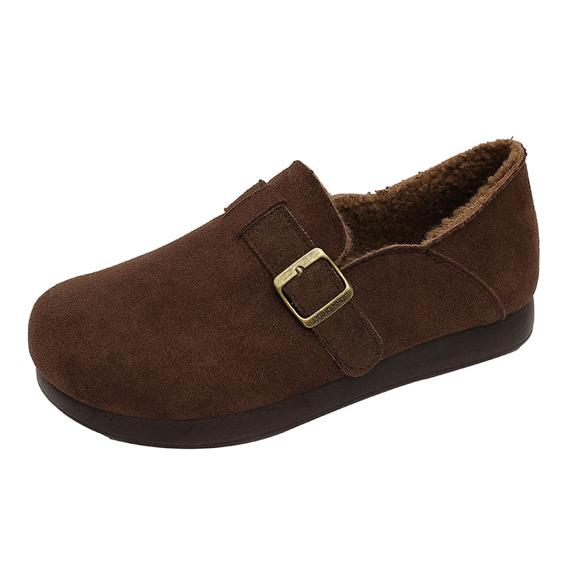 Ženske zimske casual slip-on tenisice s nubuk gornjim dijelom, umjetna krzna podstava, PVC potplat, okrugla špička, ravni potplat