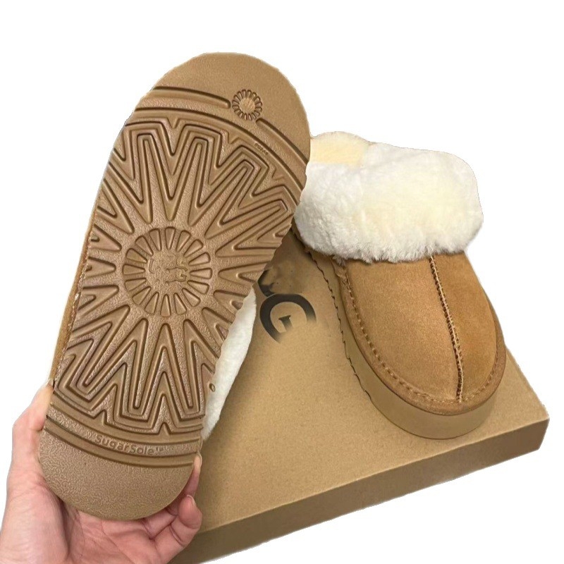 Ženske slip-on čizme s krznom, debela pjena đon, zaobljeni vrh, niski kroj, zimska obuća