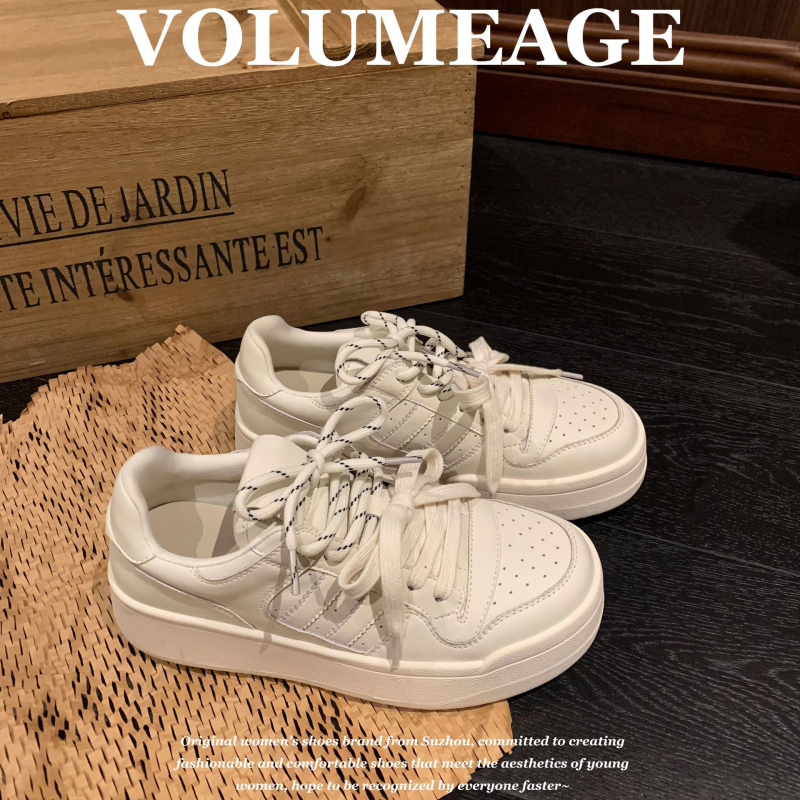 VOLUMEAGE Ženske tenisice od prave kože, vezanje, topla podstava od umjetne plišane tkanine, gumeni potplat, jesen-zima