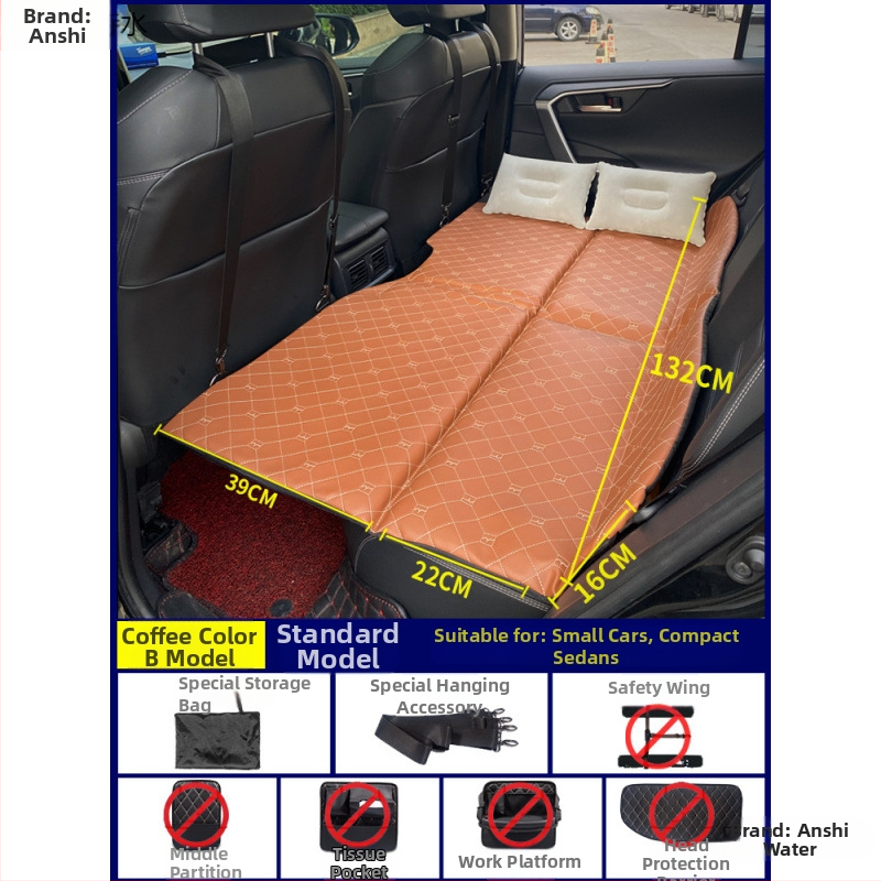 An shishui Saliekamais auto gulēšanas matrača spilvens – aizmugurējā sēdekļa spilvens no mākslīgās ādas ceļojumiem