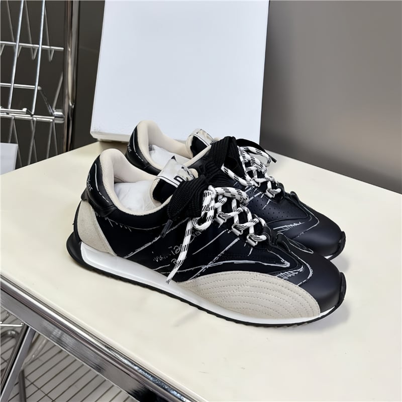 Agan Shoes - Tenisice od prave kože s patchwork dizajnom, okrugli vrh prstiju, gumeni potplat, vezanje sprijeda, srednje visine potplata 3-5 cm