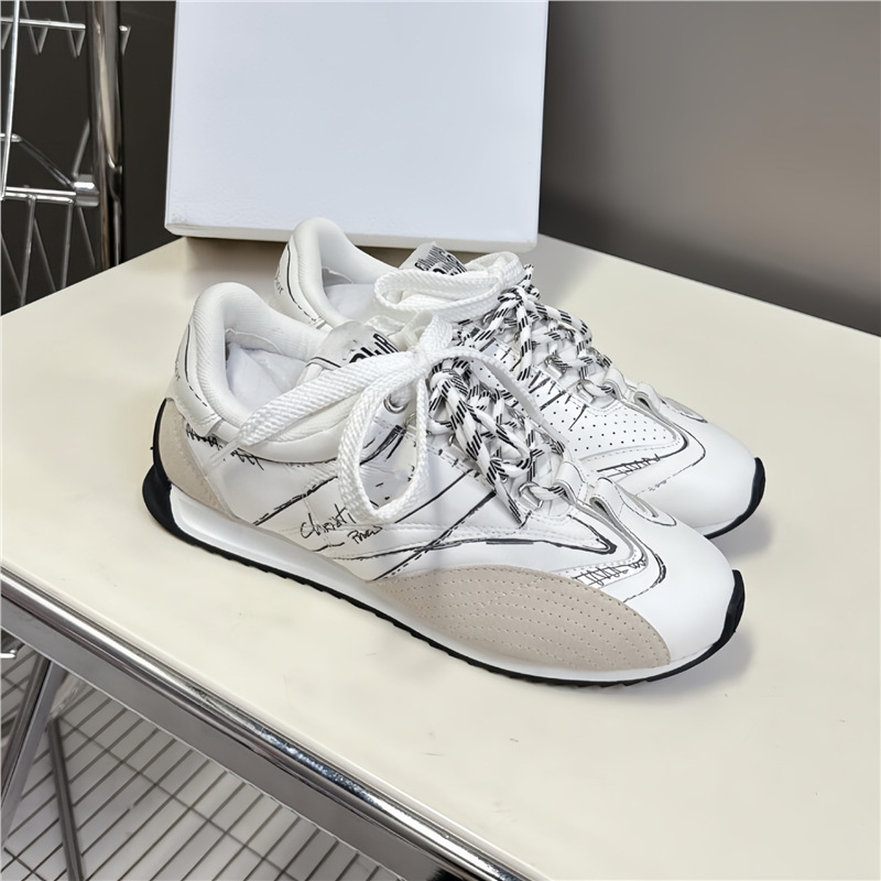 Agan Shoes - Tenisice od prave kože s patchwork dizajnom, okrugli vrh prstiju, gumeni potplat, vezanje sprijeda, srednje visine potplata 3-5 cm