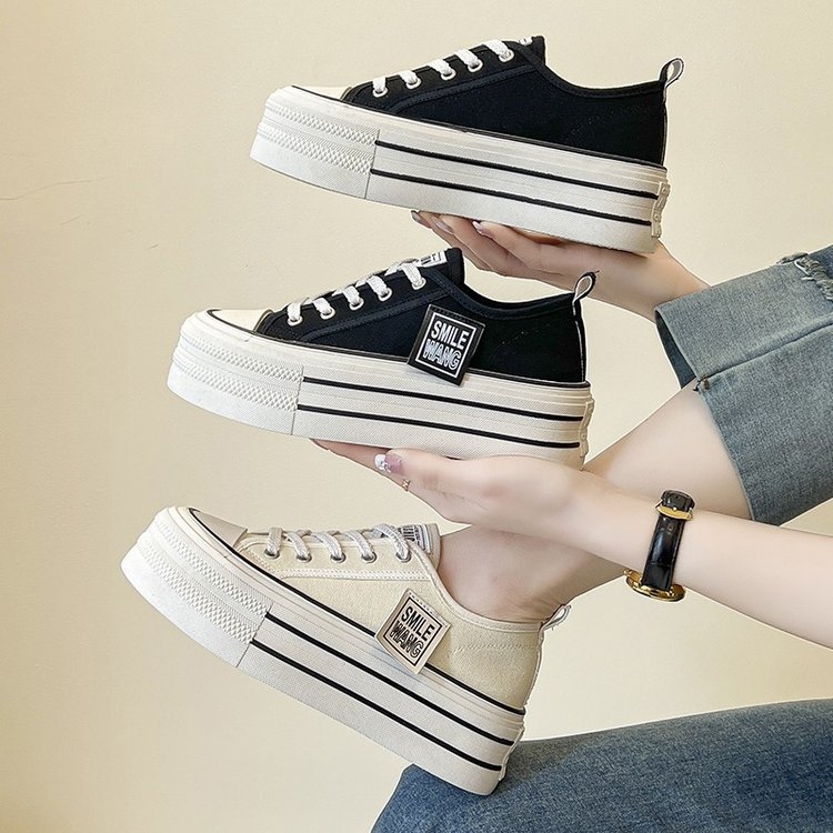 Unisex platnene tenisice s niskim gornjim dijelom, debela potplata, vezanje — ljetna casual obuća za odrasle
