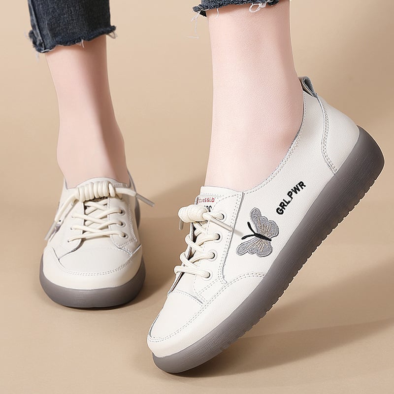 Ženske kožne tenisice u korejskom stilu, slip-on s elastikom trakom, PVC potplat, niski 1–3 cm