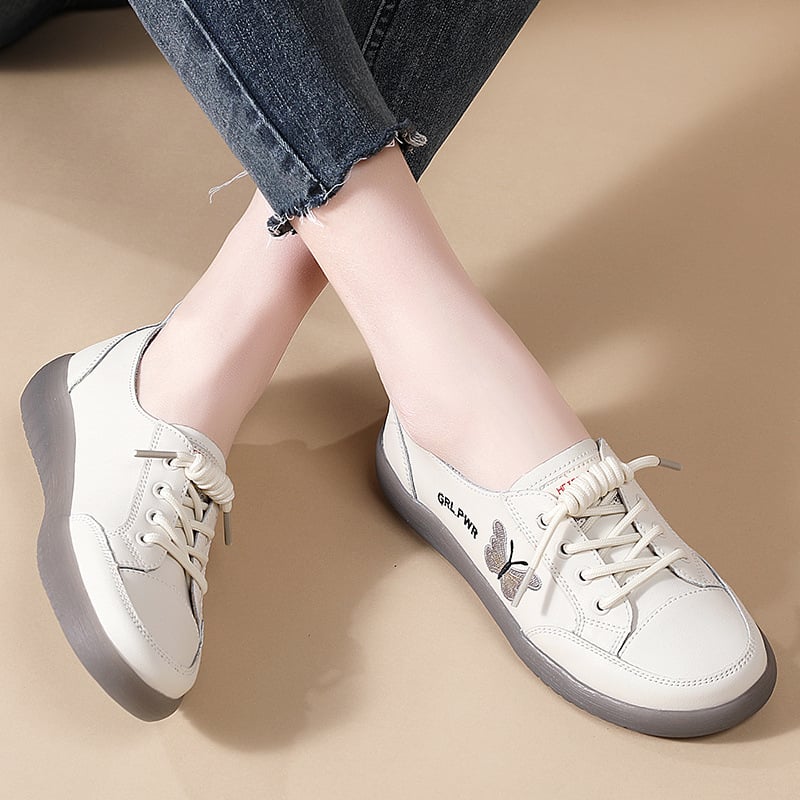 Ženske kožne tenisice u korejskom stilu, slip-on s elastikom trakom, PVC potplat, niski 1–3 cm