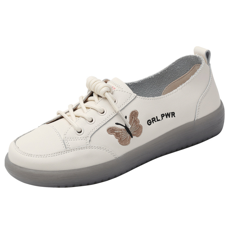 Ženske kožne tenisice u korejskom stilu, slip-on s elastikom trakom, PVC potplat, niski 1–3 cm