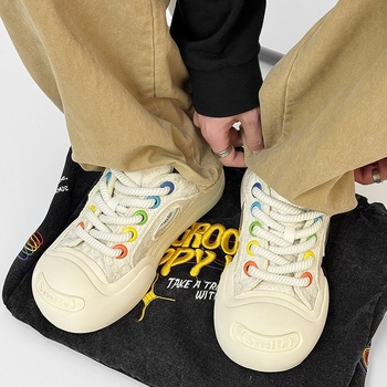 Platnene tenisice s debelim potplatom za odrasle, unisex, platneni gornji dio, gumena potplata, prednje vezanje.