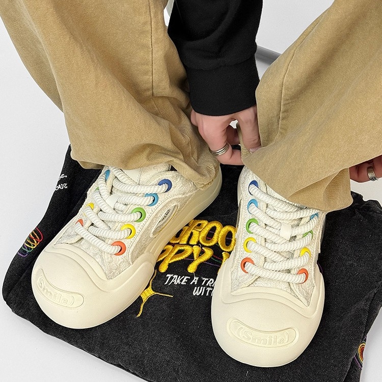 Platnene tenisice s debelim potplatom za odrasle, unisex, platneni gornji dio, gumena potplata, prednje vezanje.