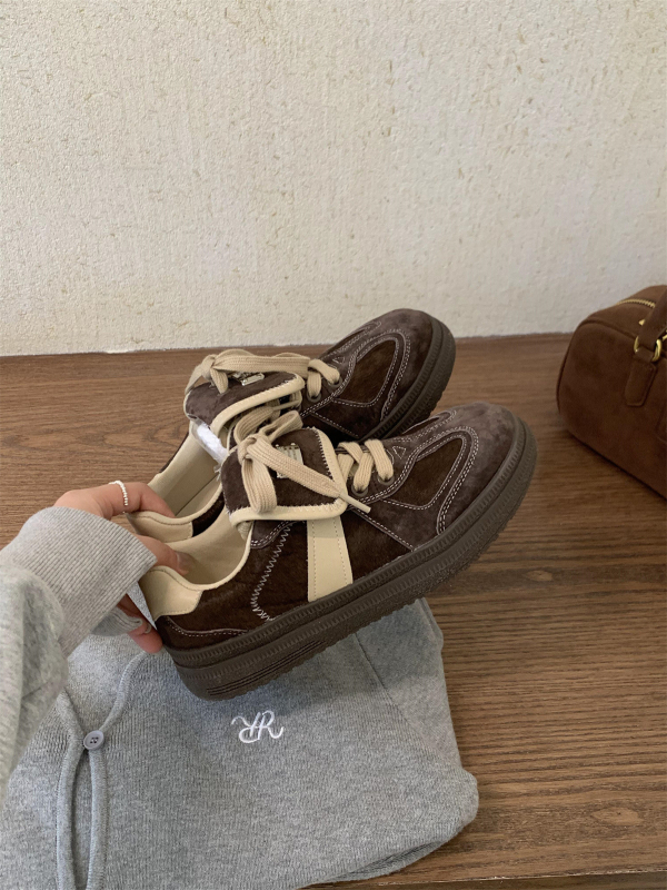 Ženske tenisice za sportsku casual obuću s leopardim uzorkom i konjskom dlakom, retro stil, gornji dio PU, gumeni potplat, zaobljeni vrh, visina pete 3-5 cm