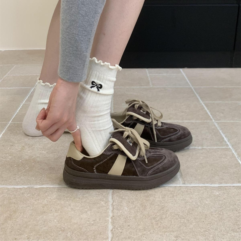 Ženske tenisice za sportsku casual obuću s leopardim uzorkom i konjskom dlakom, retro stil, gornji dio PU, gumeni potplat, zaobljeni vrh, visina pete 3-5 cm