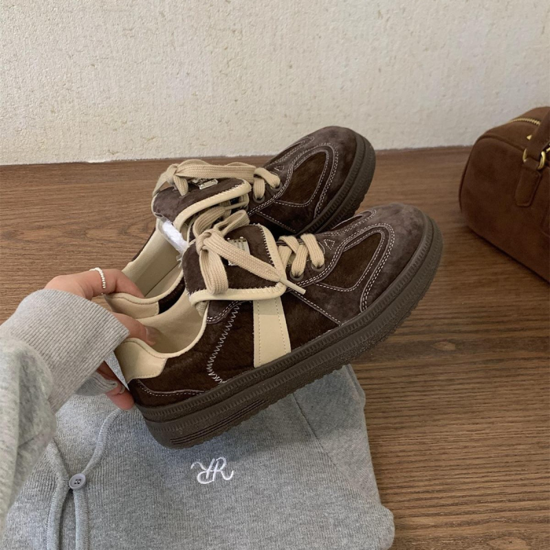 Ženske tenisice za sportsku casual obuću s leopardim uzorkom i konjskom dlakom, retro stil, gornji dio PU, gumeni potplat, zaobljeni vrh, visina pete 3-5 cm