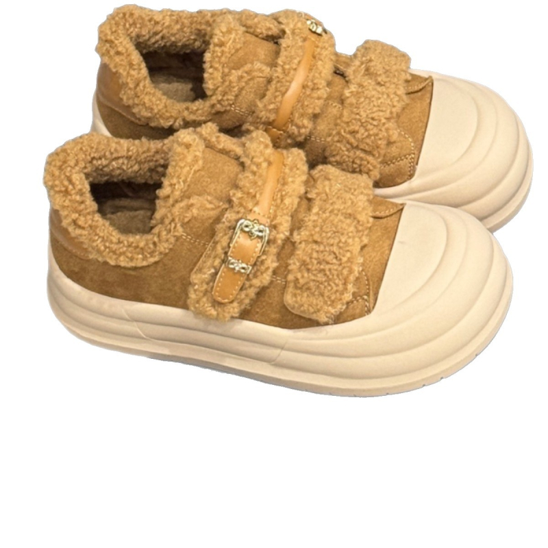 Ženske kožne tenisice s Velcro zatvaranjem, gornji dio od split kože, baršunasta podstava, okrugli vrh, 3–5 cm peta