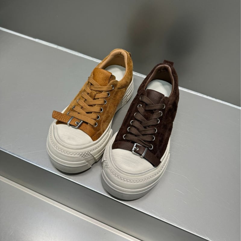 Dexun ženske tenisice s povećanom visinom potplata, gornji dio od prave kože, okrugli vrh, prednje vezivanje, gumena potplata (3–5 cm)