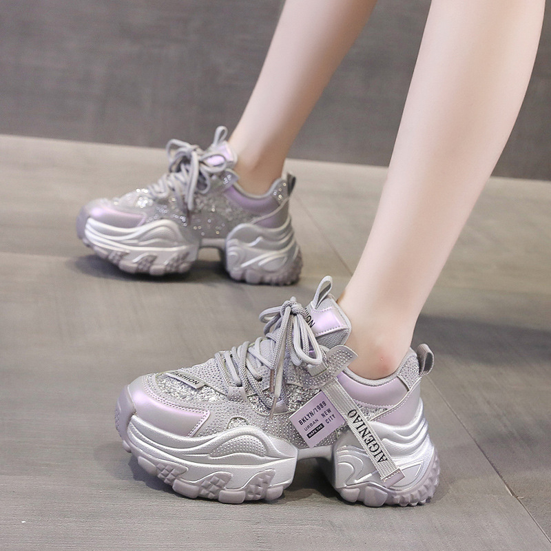 Ženske cipele tip dad shoes s PU gornjim dijelom, gumom, vezanjem, visokim gornjim dijelom, okrugla nosnica