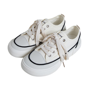 Ženske platnene tenisice - niski gornji dio, blok uzorak, vulkanizirana gumena potplat, vezanje šnura, jesenski casual