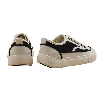 Ženske platnene tenisice - niski gornji dio, blok uzorak, vulkanizirana gumena potplat, vezanje šnura, jesenski casual