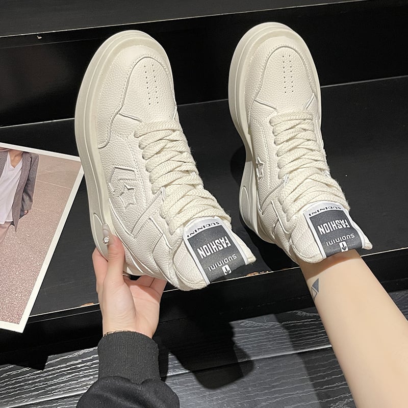 Ženske tenisice za sport s povećanjem visine, srednje visoke, gornji dio od super vlakana, gumena potplat, vezanje