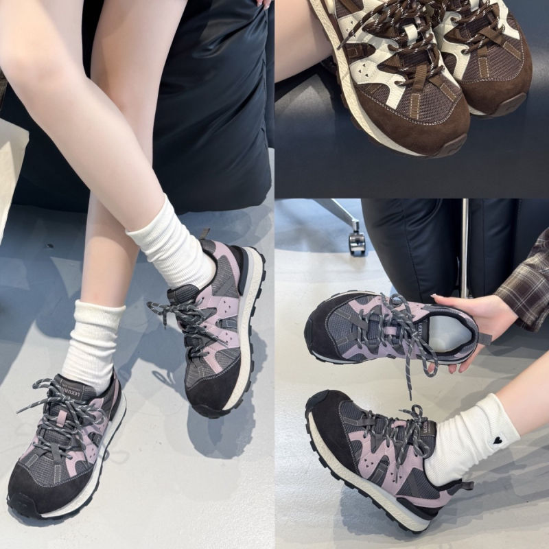 Casual ženske tenisice u retro stilu dad shoes, gornji dio od prave kože, okrugli vrh, vezanje, niski gornji dio, gumena potplata