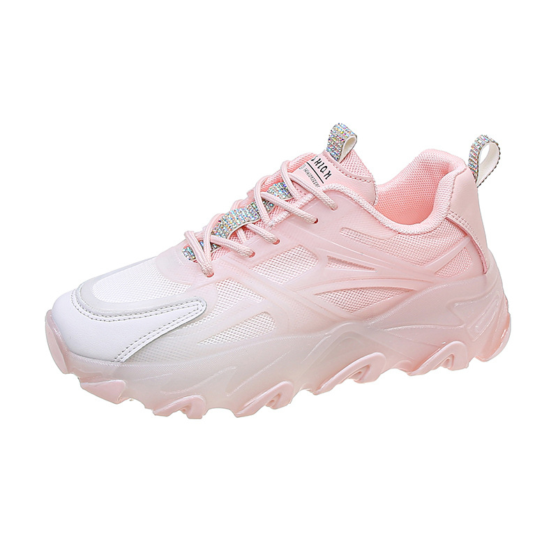 Ženske sportske casual tenisice, PU mrežasti gornji dio, okrugli vrh, srednji pet 3–5 cm, gumeni đon