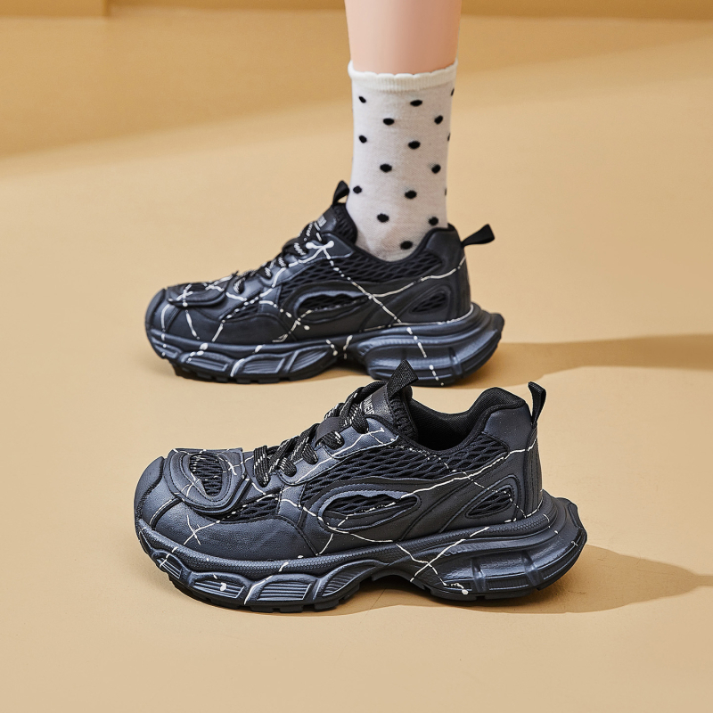 Ženske Dad Shoes tenisice, gornji dio od sintetičke kože, visina pete 3-5 cm, okrugli nos, potplat od gume i plastike