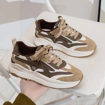 Ženske mrežaste tenisice za sportsku casual obuću s debelim potplatom od 3–5 cm, vezanje, EVA ulošak, injekcijski oblikovan potplat