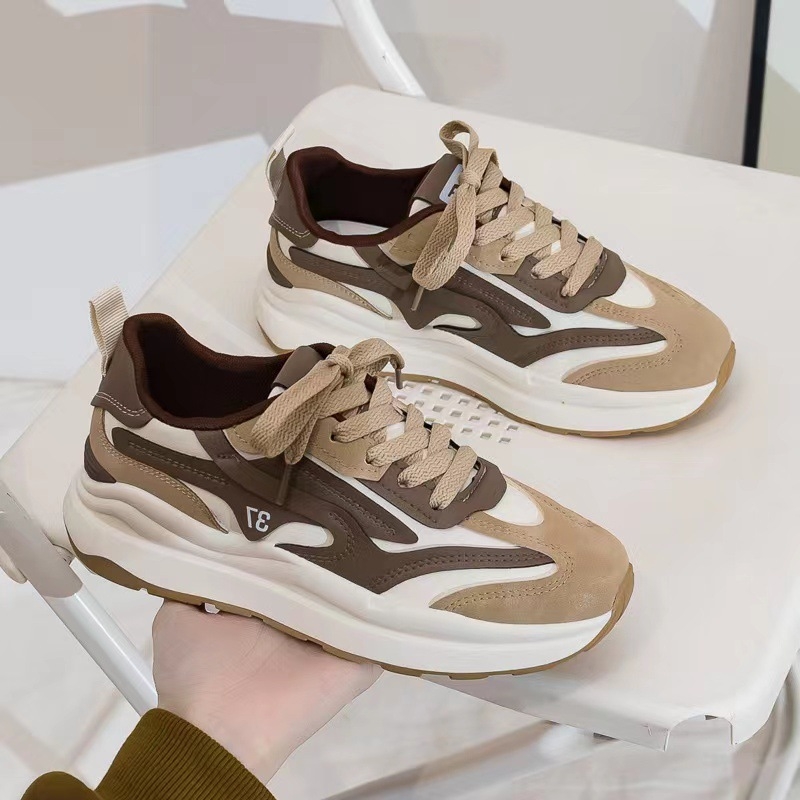 Ženske mrežaste tenisice za sportsku casual obuću s debelim potplatom od 3–5 cm, vezanje, EVA ulošak, injekcijski oblikovan potplat