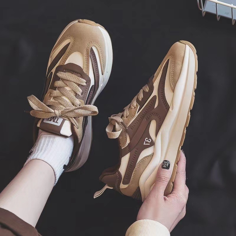 Ženske mrežaste tenisice za sportsku casual obuću s debelim potplatom od 3–5 cm, vezanje, EVA ulošak, injekcijski oblikovan potplat