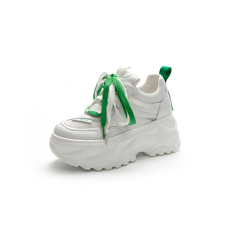 BRYX mrežaste ženske tenisice tip Dad Shoes — 8 cm unutarnje povećanje visine, klinasti pet, gornji dio od split kože, lagane sportske tenisice