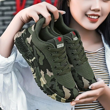 Muške tenisice za trčanje s mrežastim gornjim dijelom, camouflage uzorak, PVC đon, vezanje