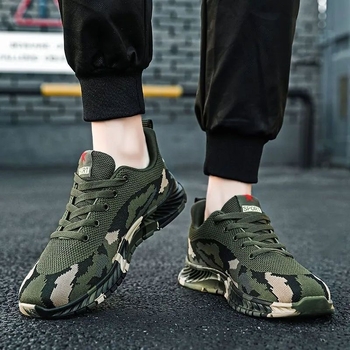 Muške tenisice za trčanje s mrežastim gornjim dijelom, camouflage uzorak, PVC đon, vezanje