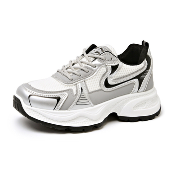 Ženske tenisice s debelom potplatom stila dad shoes, PU gornji dio, okrugli vrh, vezanje, gumena potplat