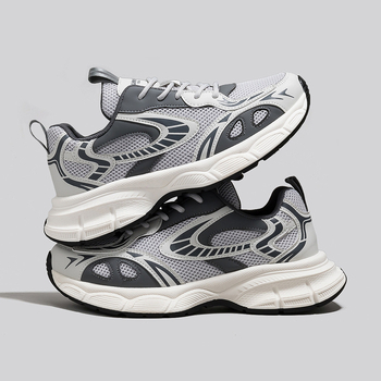 Muške Dad Sneakers tenisice, srednje visine, prugasti uzorak, gornji dio od umjetne kože i tkanine, gumena potplat