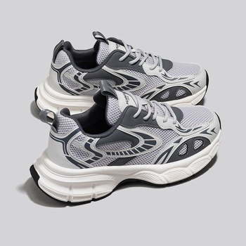 Muške Dad Sneakers tenisice, srednje visine, prugasti uzorak, gornji dio od umjetne kože i tkanine, gumena potplat