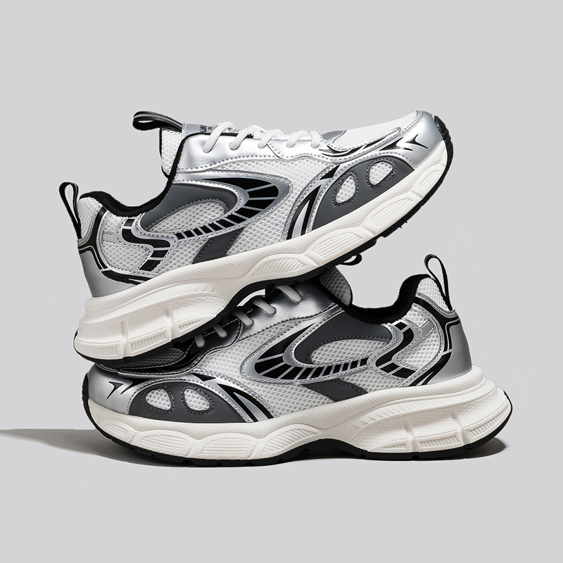 Muške Dad Sneakers tenisice, srednje visine, prugasti uzorak, gornji dio od umjetne kože i tkanine, gumena potplat
