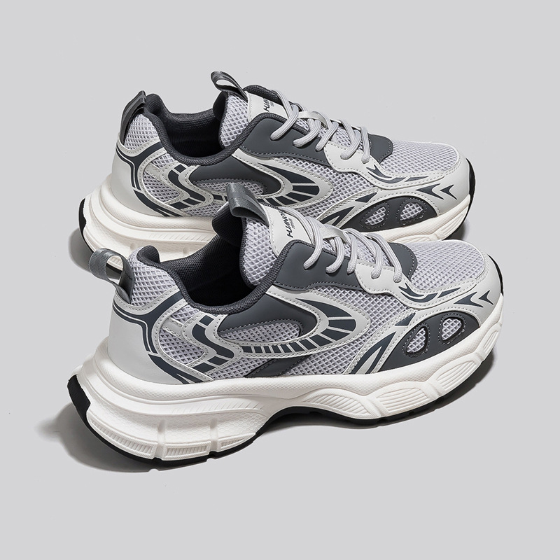 Muške Dad Sneakers tenisice, srednje visine, prugasti uzorak, gornji dio od umjetne kože i tkanine, gumena potplat