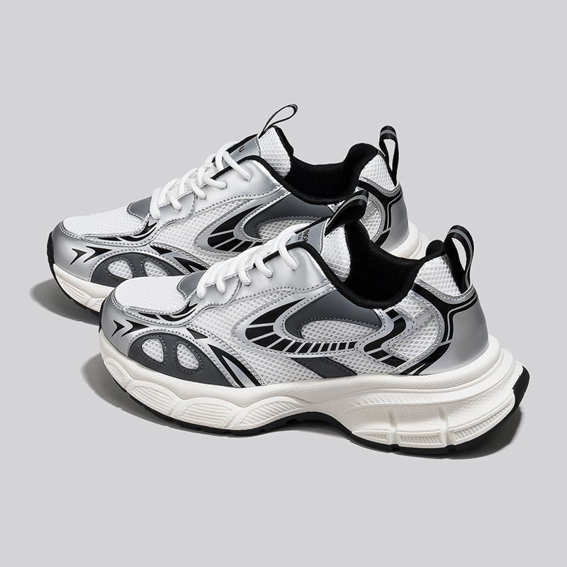 Muške Dad Sneakers tenisice, srednje visine, prugasti uzorak, gornji dio od umjetne kože i tkanine, gumena potplat