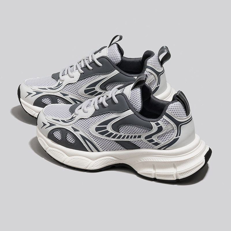 Muške Dad Sneakers tenisice, srednje visine, prugasti uzorak, gornji dio od umjetne kože i tkanine, gumena potplat