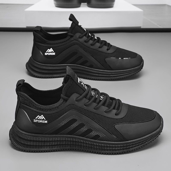 Muške lagane vodootporne anti-slip casual tenisice, PU gornji dio, prozračna mrežasta unutrašnjost, đon od injekcijski oblikovane plastike, vezanje, okrugli vrh